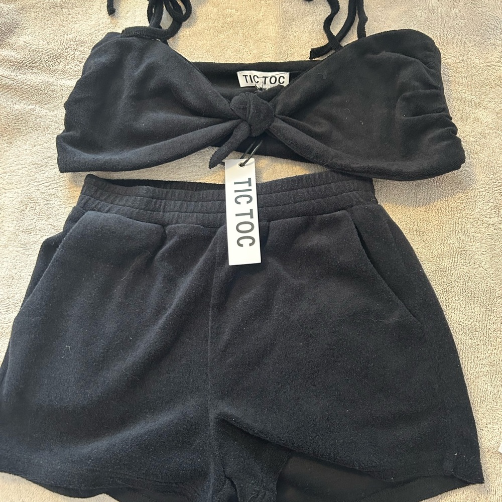 Tic Toc Black Two-Piece Set